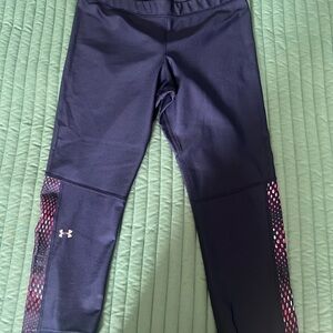 Under Armour Kids' Dark Blue Leggings with Pink Dots
